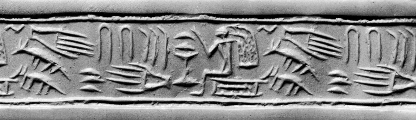 Egyptian cylinder seal in a museum collection